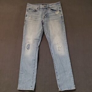 Express Slim Jeans Mens 30x30 Light Wash Distressed Ripped Denim